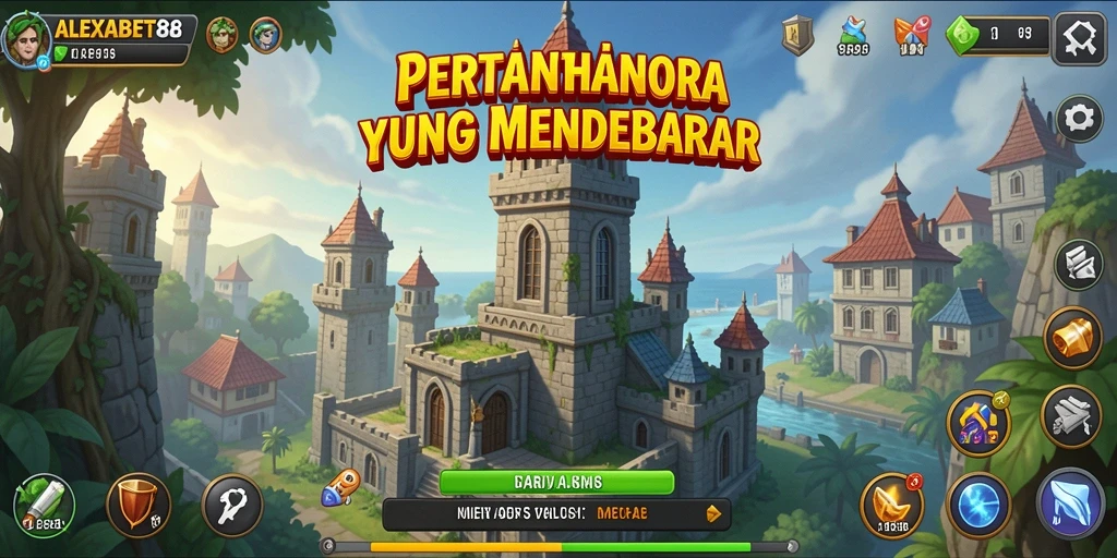 Tampilan seru dari gameplay ALEXABET88 dalam Tower Defense.
