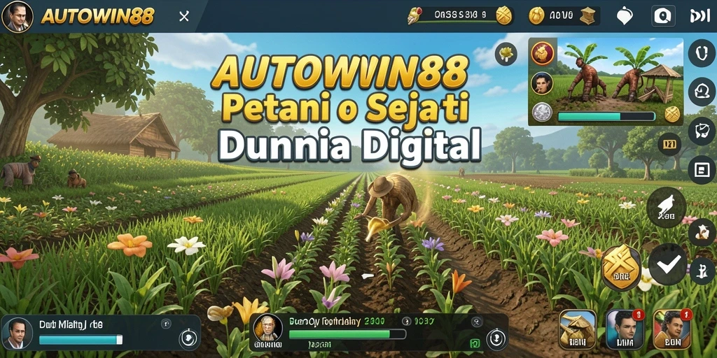 Screenshot gameplay AUTOWIN88 dengan aktivitas bertani yang seru.