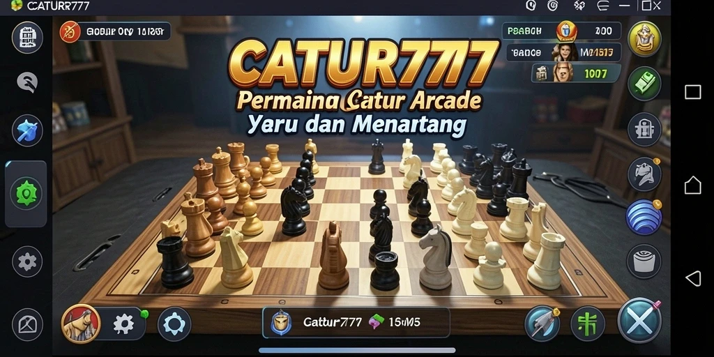Screenshot permainan CATUR777 menunjukkan aksi catur yang mendebarkan.