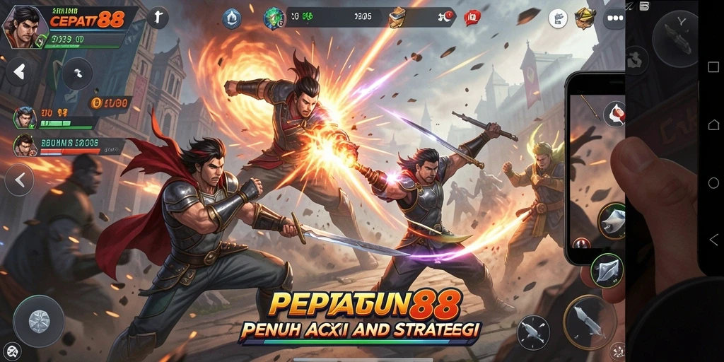 Screenshot utama CEPAT88 menampilkan aksi pertarungan yang seru dan mendebarkan.