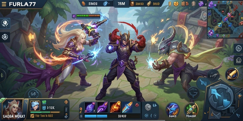 Tampilan spektakuler game MOBA FURLA77 dengan aksi seru.