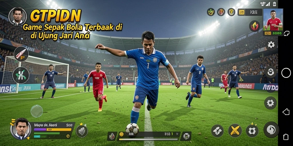 Gameplay mendebarkan dalam aksi penuh sepak bola.