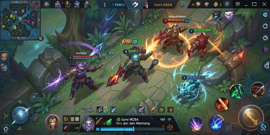Tampilan gameplay seru H89 dalam pertempuran tim MOBA.