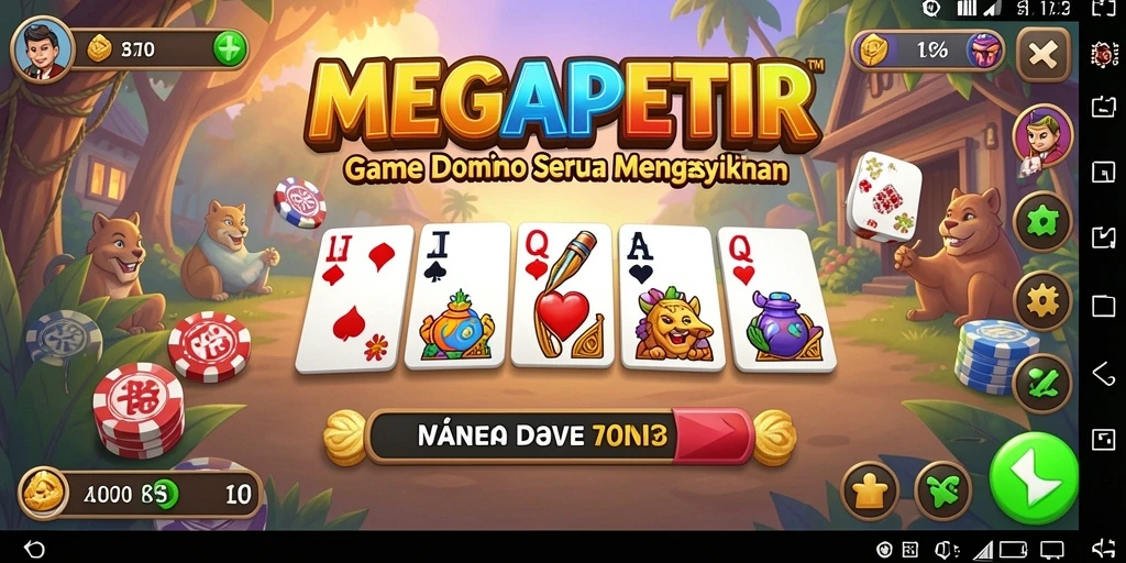 Screenshot gameplay MEGAPETIR yang menunjukkan keseruan bermain domino.
