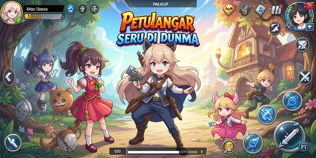 Tampilan menarik dari gameplay PAKARJP dengan karakter anime yang berwarna-warni.