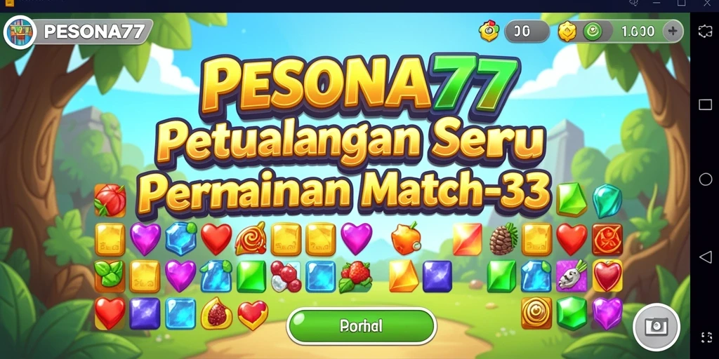 Tangkapan layar PESONA77 menunjukkan gameplay Match-3 yang mendebarkan.
