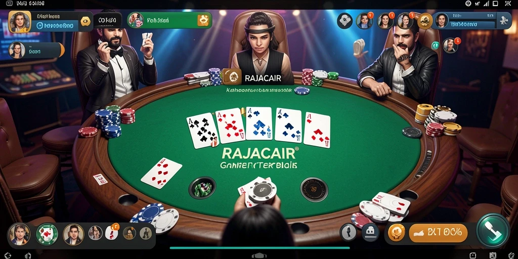 Screenshot gameplay menunjukkan pemain bersaing dalam permainan Poker yang menarik.