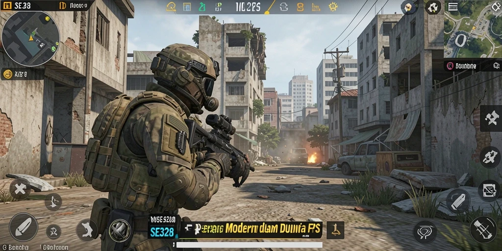 Gameplay SE328 menampilkan pertempuran intens dalam mode FPS.