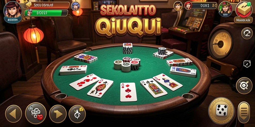 Screenshot gameplay SEKOLAHTOTO yang menunjukkan aksi seru QiuQiu.