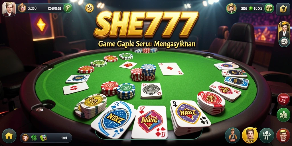 Screenshot gameplay SHE777 menampilkan suasana seru bermain Gaple.