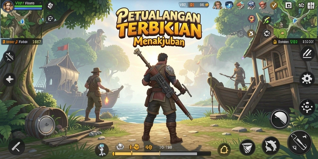 Screenshot gameplay V87 menunjukkan aksi seru dalam dunia terbuka.