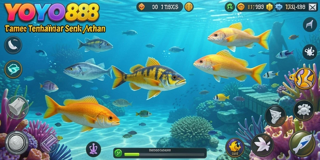 Tampilan gameplay seru dalam permainan Tembak Ikan YOYO88.
